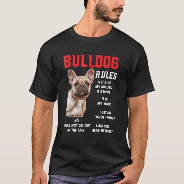 Camiseta Bulldog Reglas Diversión Perro Propietario Mascota (Anverso)