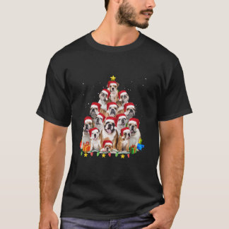 Camiseta Bulldog Santa Christmas Tree enciende a los Chicas