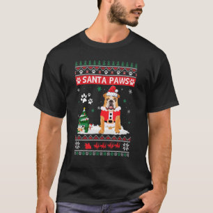 Camiseta Bulldog Santa Paws Feliz Navidad Perro Nochebuena