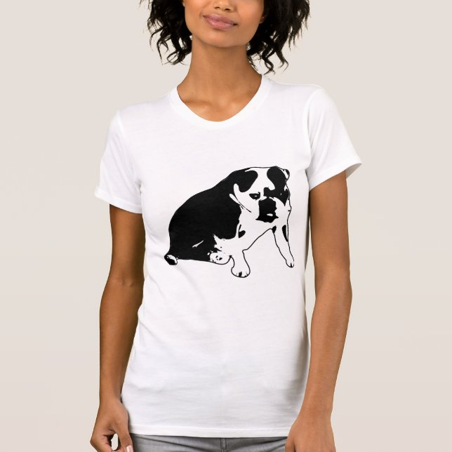 Camiseta Bulldog Silhouette Black and White Graphic Art (Anverso)