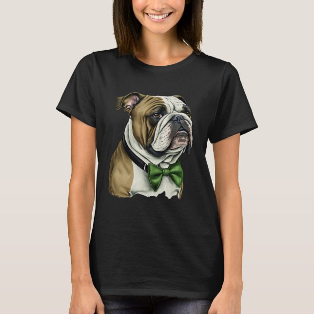 Camiseta Bulldog St Patrick s Day Green Bowtie St Patrick s (Anverso)