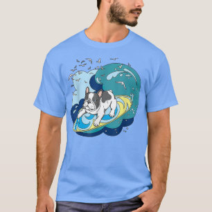 Camiseta Bulldog Surfing Wave Funny Mascota