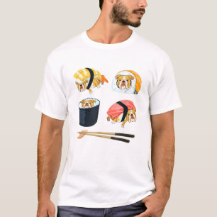 Camiseta Bulldog sushi inglés gracioso