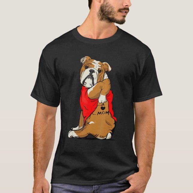 Camiseta Bulldog Tattoo Amo a mamá El Día de la Madre Perro (Anverso)