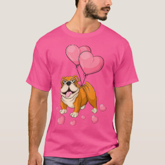 Camiseta Bulldog Valentines Day Holding Balloon Heart My Va