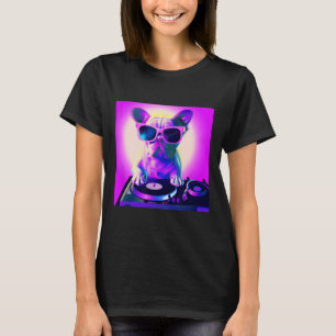 Camiseta Bulldog Vaporwave Dj Perro Mujeres Estéticas Chica