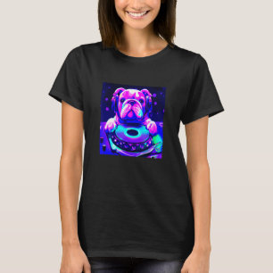 Camiseta Bulldog Vaporwave DJ Perro Mujeres estéticas Niños