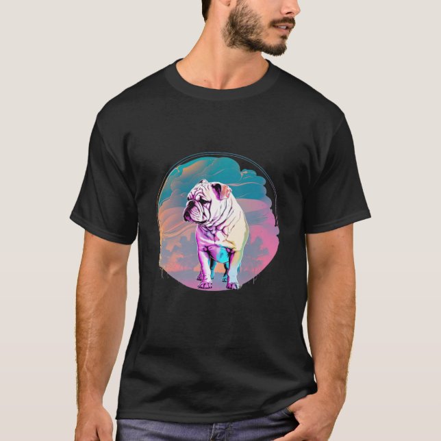 Camiseta Bulldog Vaporwave Retrowave Aesthetic (Anverso)