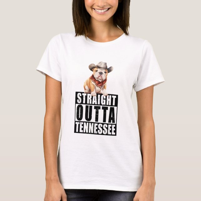 Camiseta Bulldog Vaquero Directo Fuera De Tennessee (Anverso)