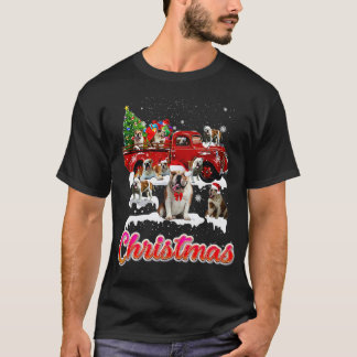 Camiseta Bulldog viajando en camioneta roja Bulldog de árbo