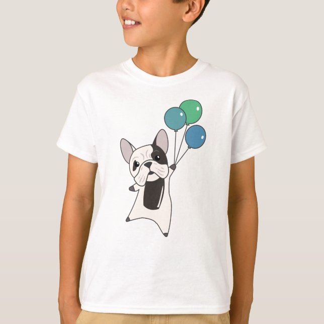 Camiseta Bulldog vuela globos sobre perros animales aburrid (Anverso)