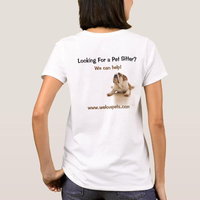 Camiseta Bulldoges Blancos buscando a Mascotas de Sitters C (Reverso)