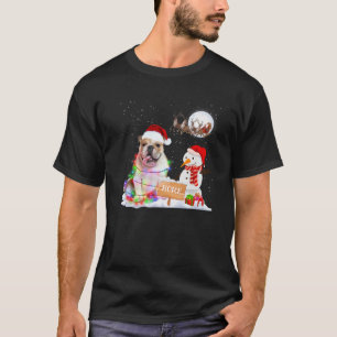 Camiseta Bulldoges divertidos Navidades de perros Snowman X