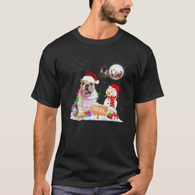 Camiseta Bulldoges divertidos Navidades de perros Snowman X (Anverso)