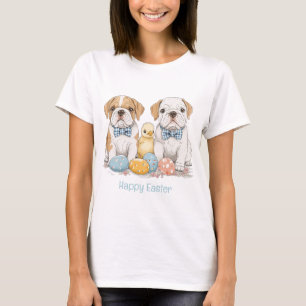 Camiseta Bulldoges felices en inglés de Pascua