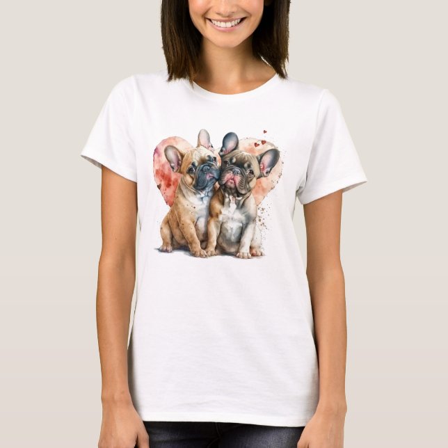 Camiseta Bulldoges franceses enamorados (Anverso)