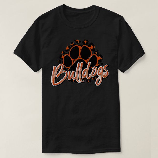 Camiseta Bulldoges Naranja Black Cheetah School Sports Fan (Diseño del anverso)