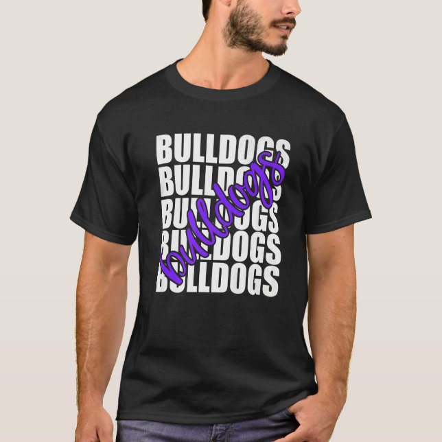 Camiseta Bulldogs Purple School Sports Fan Team Spirit   (Anverso)