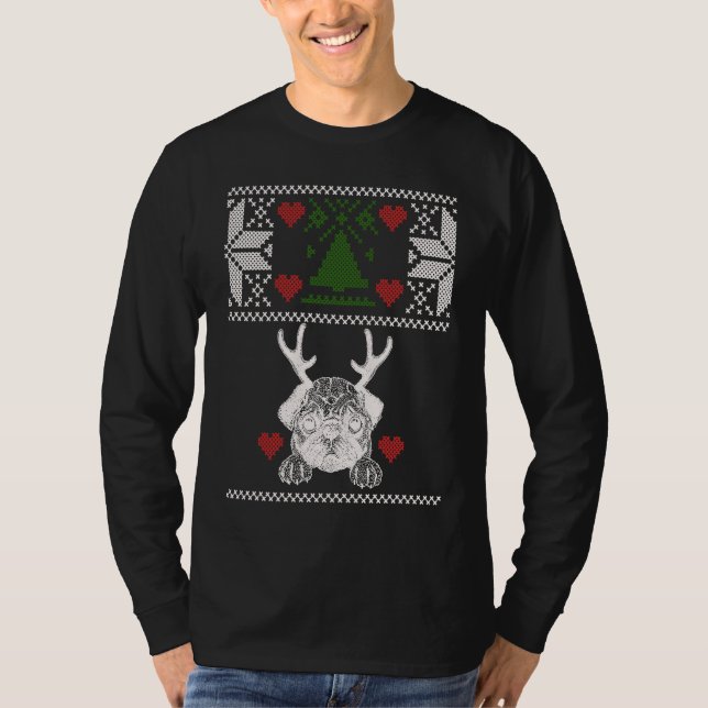 Camiseta Bulldogs with Antlers ugly Christmas Apparel Xmas (Anverso)