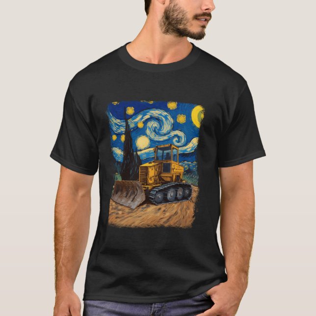 Camiseta Bulldozer Construction Truck HEO Starry Night Pain (Anverso)