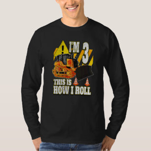 Camiseta Bulldozer de cumpleaños de 3 años