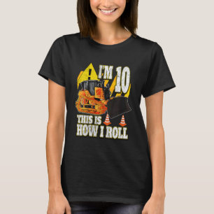 Camiseta Bulldozer de cumpleaños para niños de 10 años