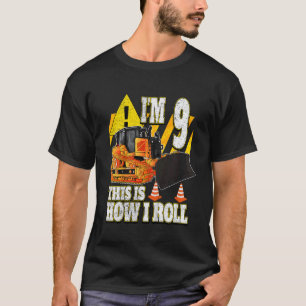 Camiseta Bulldozer de cumpleaños para niños de 9 años