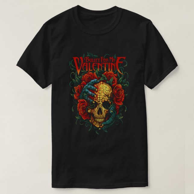 Camiseta Bullet For My Valentine – Skull Roses Artwork (Diseño del anverso)