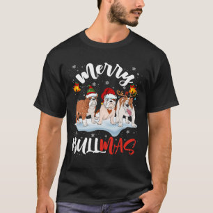 Camiseta Bullmas Divertido Santa Reno Elfo Bulldog Navidad 