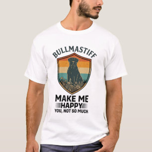 Camiseta Bullmastiff Hazme Feliz Perro Escudo Retro Puesta