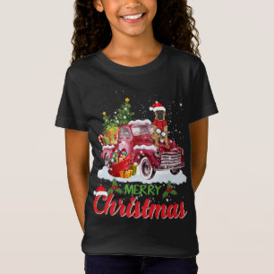 Camiseta Bullmastiff Montando Camión Rojo Feliz Navidad