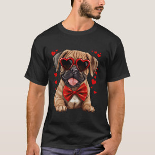 Camiseta Bullmastiff Perro Corazones gafas de sol Red Bow T