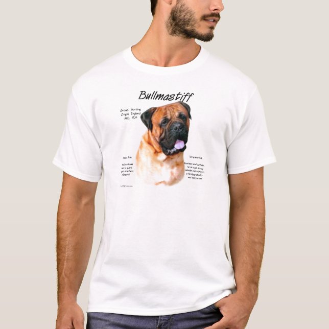 Camiseta Bullmastiff (rojo) Diseño de historial (Anverso)
