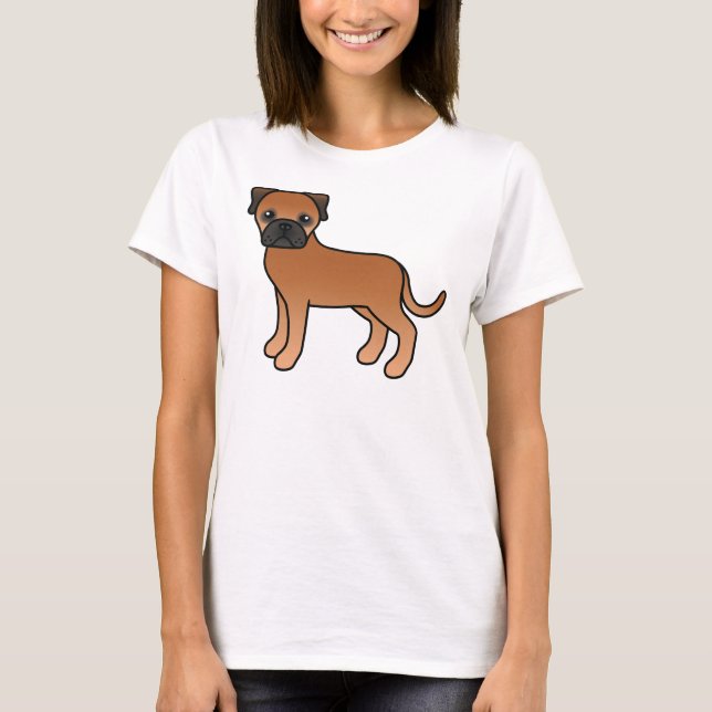 Camiseta Bullmastiff Rojo Perro De Dibujos Animados Lindo (Anverso)