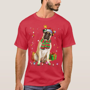 Camiseta Bullmastiff Santa Funny Árbol de Navidad enciende