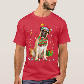 Camiseta Bullmastiff Santa Funny Árbol de Navidad enciende 
