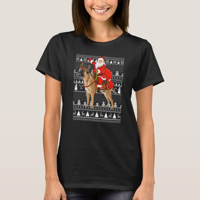 Camiseta Bullmastiff Santa Riding Bullmastiff Fea Christm (Anverso)