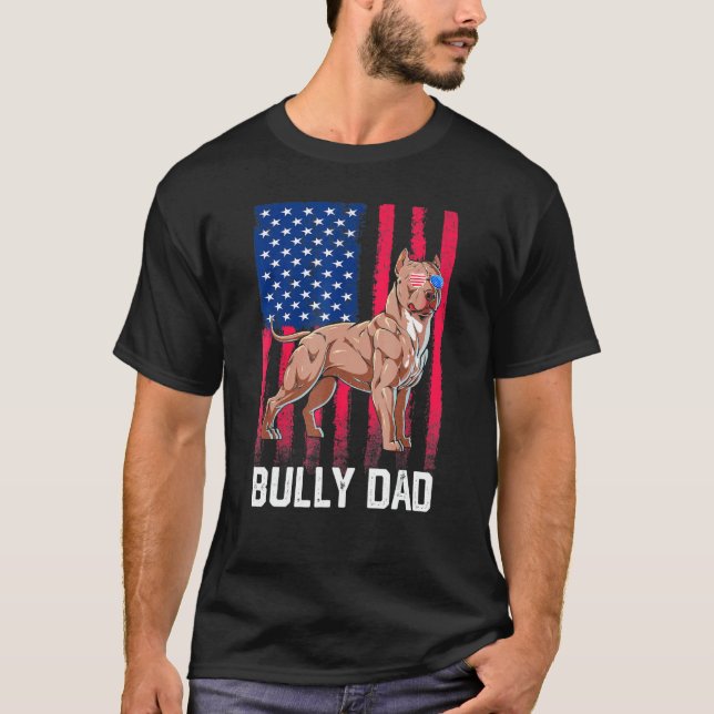 Camiseta Bully Dad Dog Bandera Estadounidense Merica 4O (Anverso)