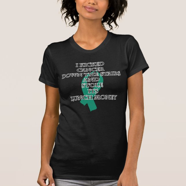 Camiseta Bully de cáncer (cinta Verde azulada) (Anverso)