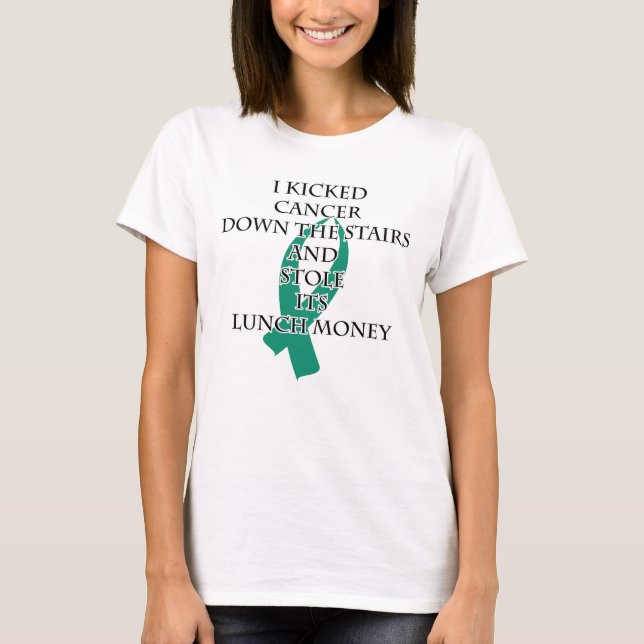 Camiseta Bully de cáncer (cinta Verde azulada) (Anverso)