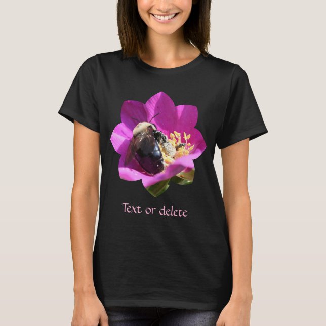 Camiseta Bumble Bee On Pink Rose Nature Personalized (Anverso)