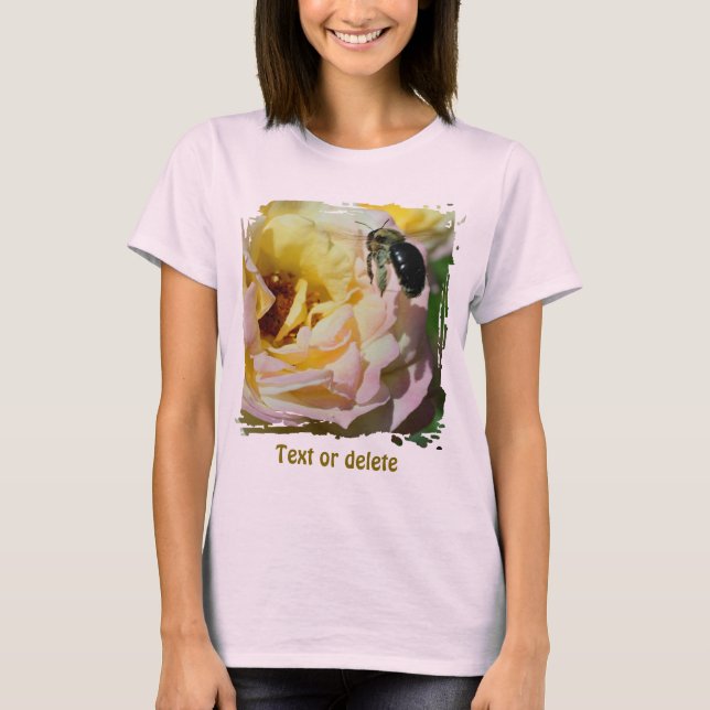 Camiseta Bumble Bee Pink Rose Nature Personalized (Anverso)