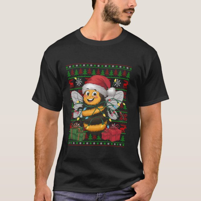 Camiseta Bumble Bee Xmas Encendido Santa Hat Bumble Bee C (Anverso)