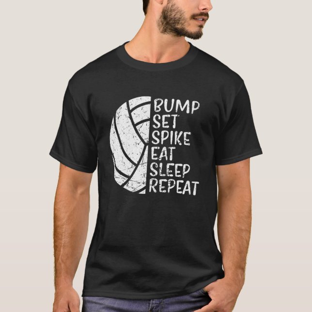 Camiseta Bump Set Spike Eat Sleep Repeat Volleyball (Anverso)