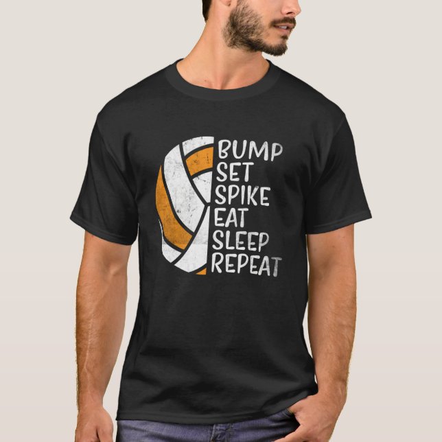 Camiseta Bump Set Spike Eat Sleep Repeat Volleyball  4 (Anverso)