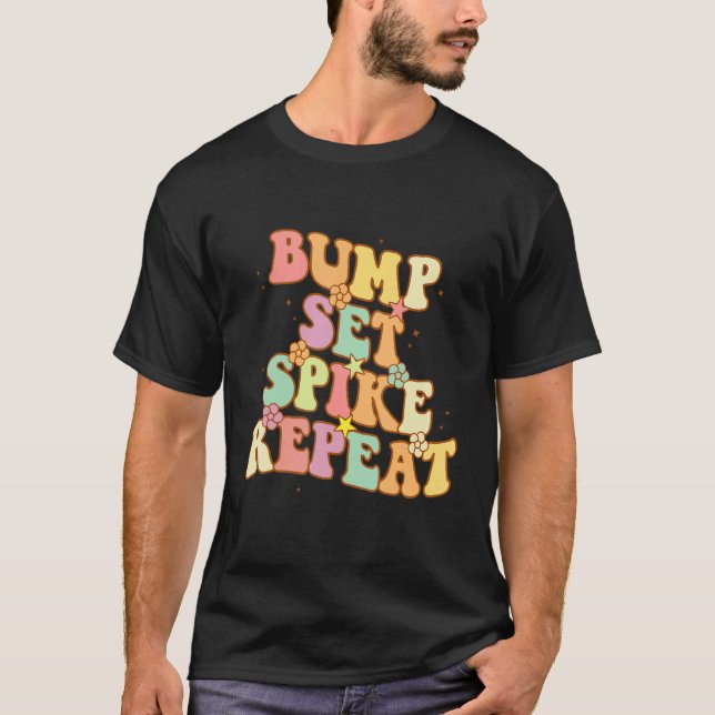 Camiseta Bump Set Spike Repeat Cute Groovy Teen Girls Volle (Anverso)