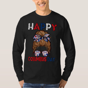 Camiseta Bun Desordenado Bandera Americana Día de Columbus