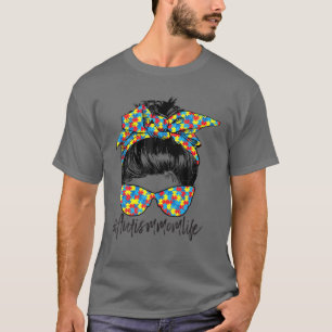 Camiseta Bun Hair Sunglasses Camouflage Autism Awareness