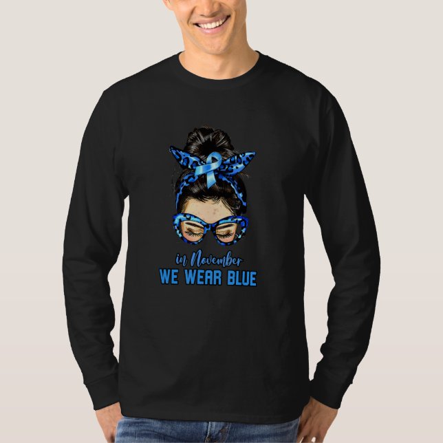 Camiseta Bun Hair White Girl In November We Wear Blue Diabe (Anverso)