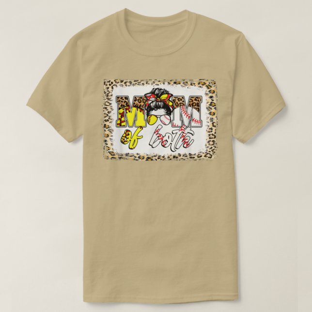 Camiseta Bun Mom De Ambos Leopardo De Béisbol Con Ensordece (Diseño del anverso)